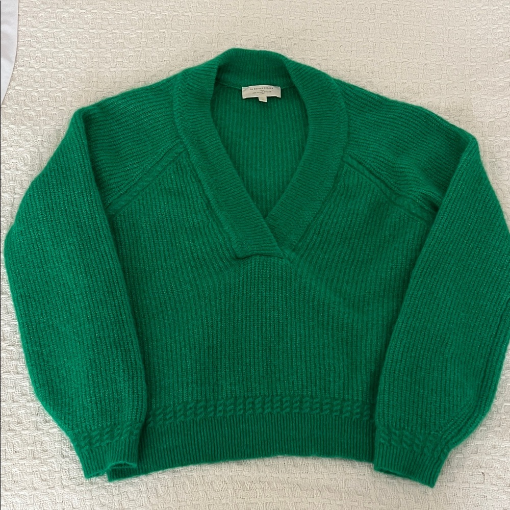 Green V-Neck Women's Sweater